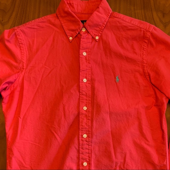 Ralph Lauren Button Down Shirt Solid Red - Picture 1 of 6